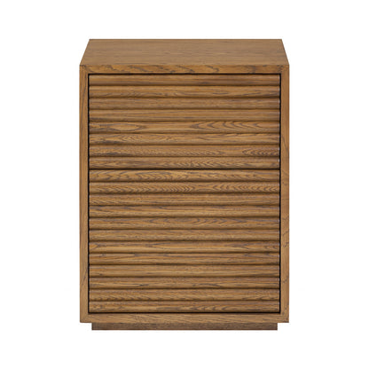 Charlton Ribbed Walnut Bedside | 2 Drawer