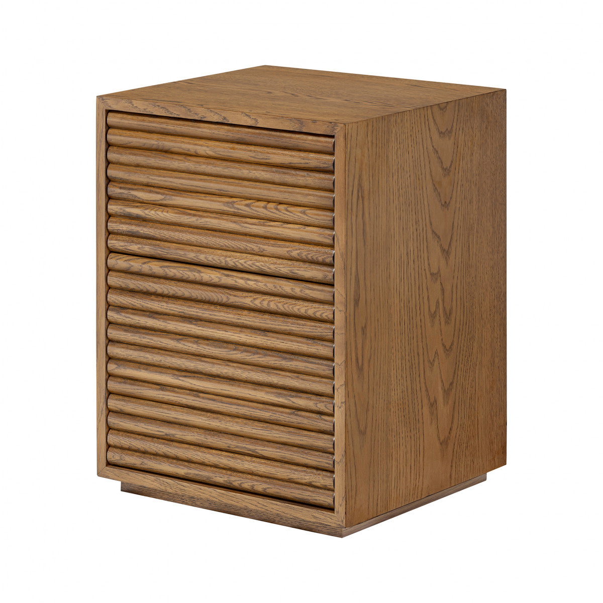 Charlton Ribbed Walnut Bedside | 2 Drawer