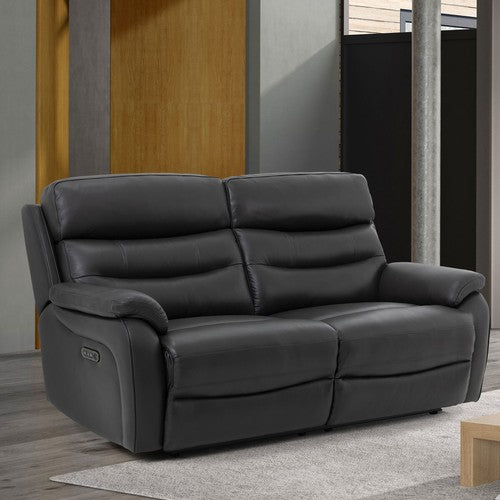 ShadowComfort Leather Power Reclining Large 2 Seater Sofa with Power Headrest