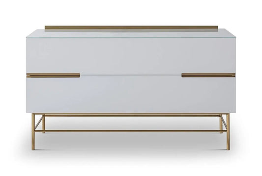 Alberto Wide Chests Of Two Drawer White Matt Lacquer