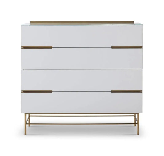 Alberto Wide Chests Of Six Drawer White Matt Lacquer