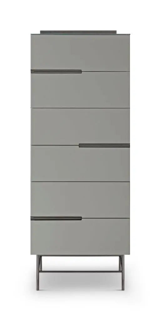 Alberto Narrow Chests Of Six Drawer White Matt Lacquer