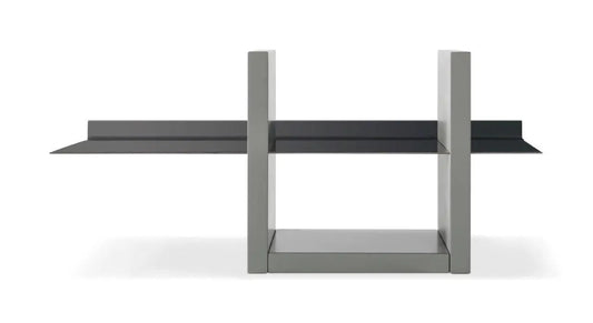 Grey & Dark Chrome Accent Wall Shelf Unit