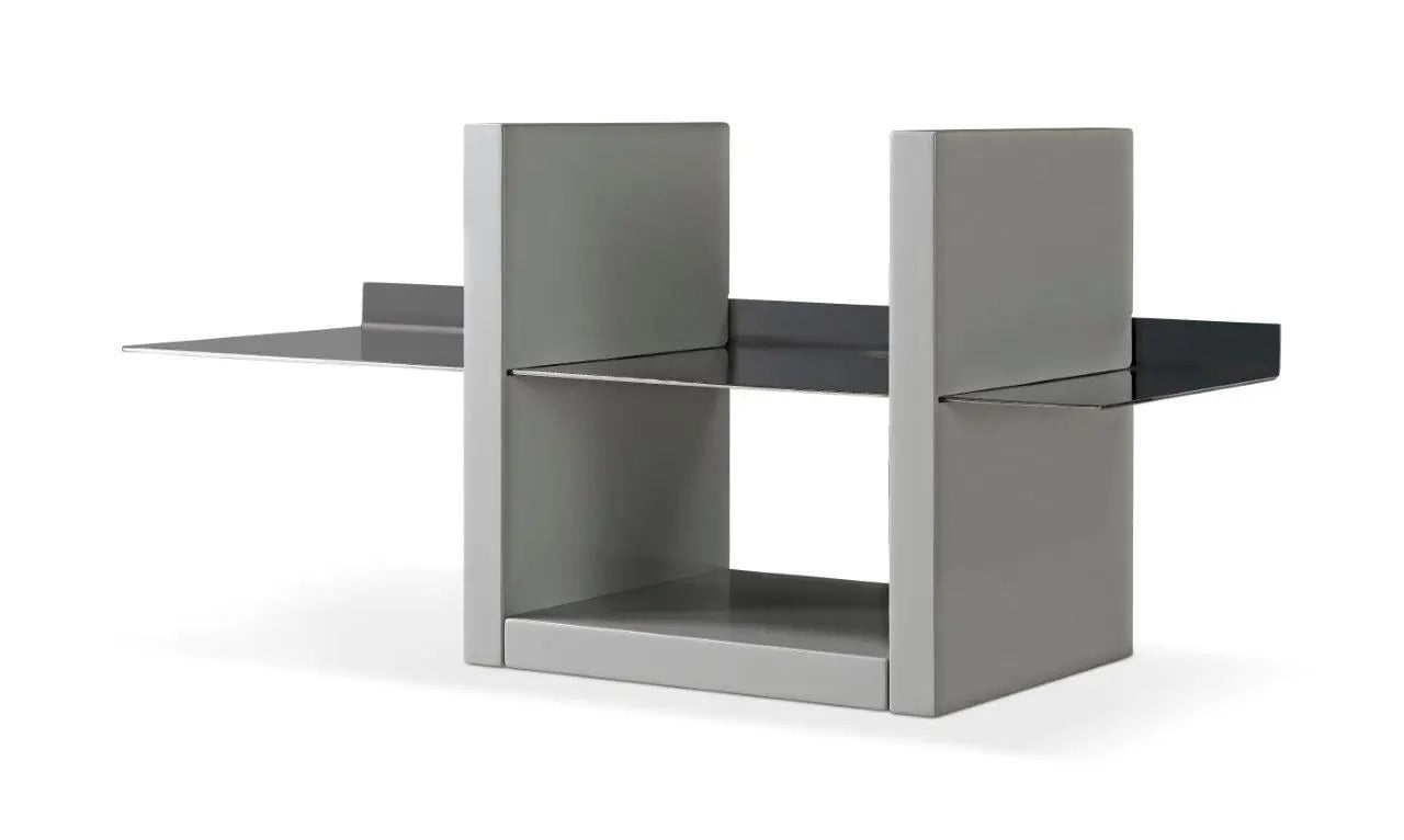 Grey & Dark Chrome Accent Wall Shelf Unit