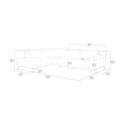 SlateLux Power Reclining Leather Sectional Sofa