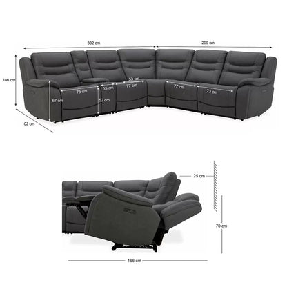 Silver Fabric Elegance Power Reclining Sofa