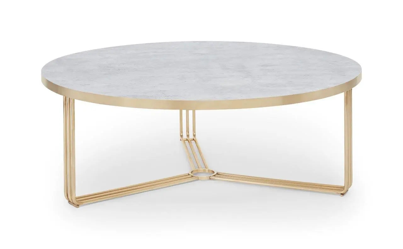 Finn Large Circular Coffee Table with Marble Top & Polished Frame