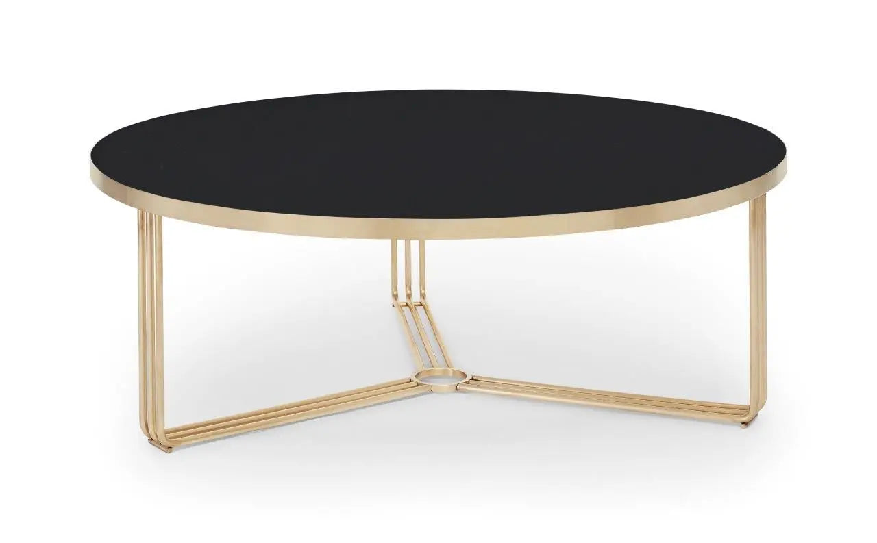 Finn Large Circular Coffee Table with Marble Top & Polished Frame