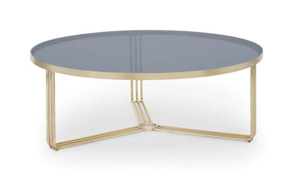 Finn Large Circular Coffee Table with Marble Top & Polished Frame