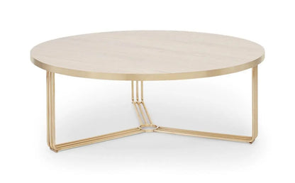 Finn Large Circular Coffee Table with Marble Top & Polished Frame