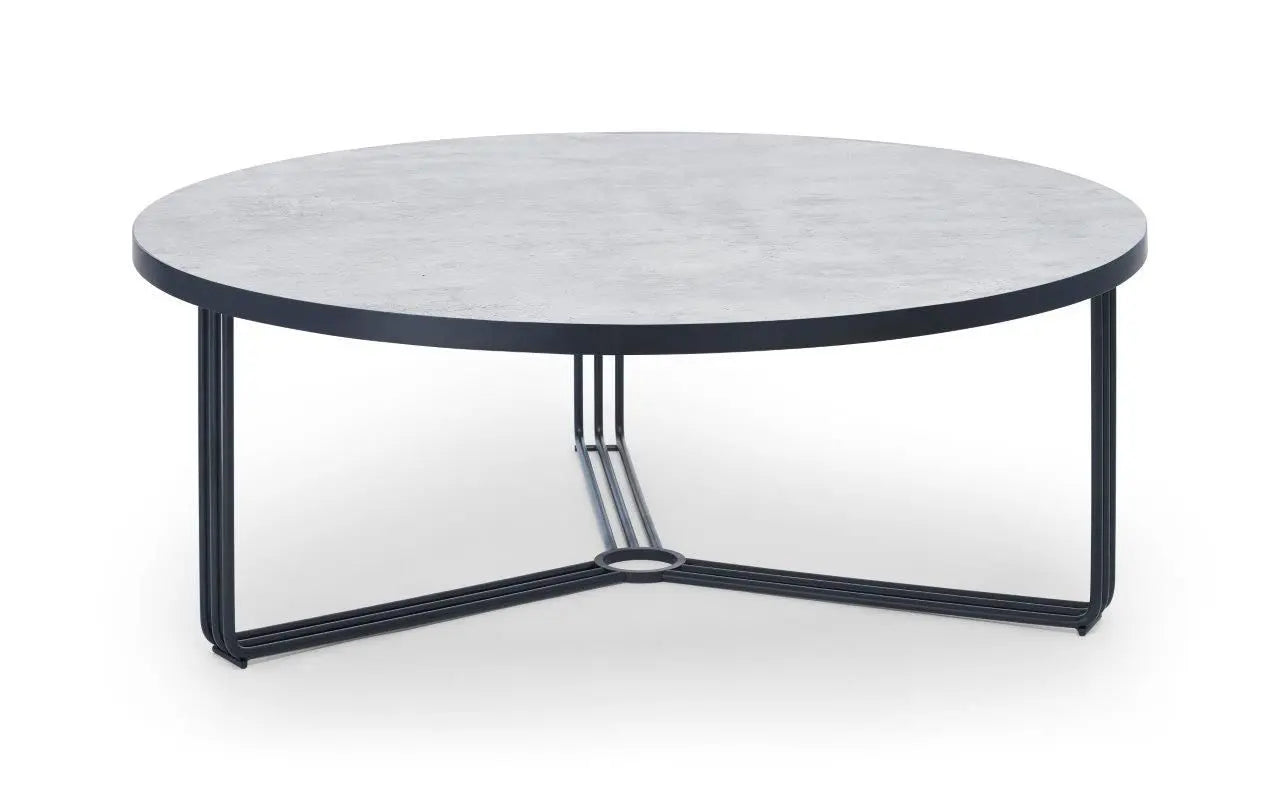 Finn Large Circular Coffee Table with Marble Top & Polished Frame