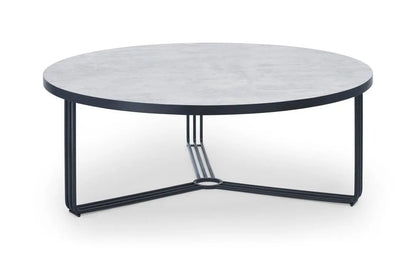 Finn Large Circular Coffee Table with Marble Top & Polished Frame