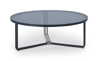 Finn Large Circular Coffee Table with Marble Top & Polished Frame