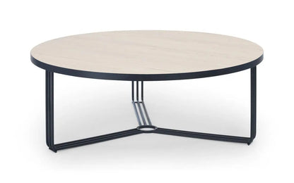 Finn Large Circular Coffee Table with Marble Top & Polished Frame