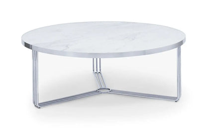 Finn Large Circular Coffee Table with Marble Top & Polished Frame