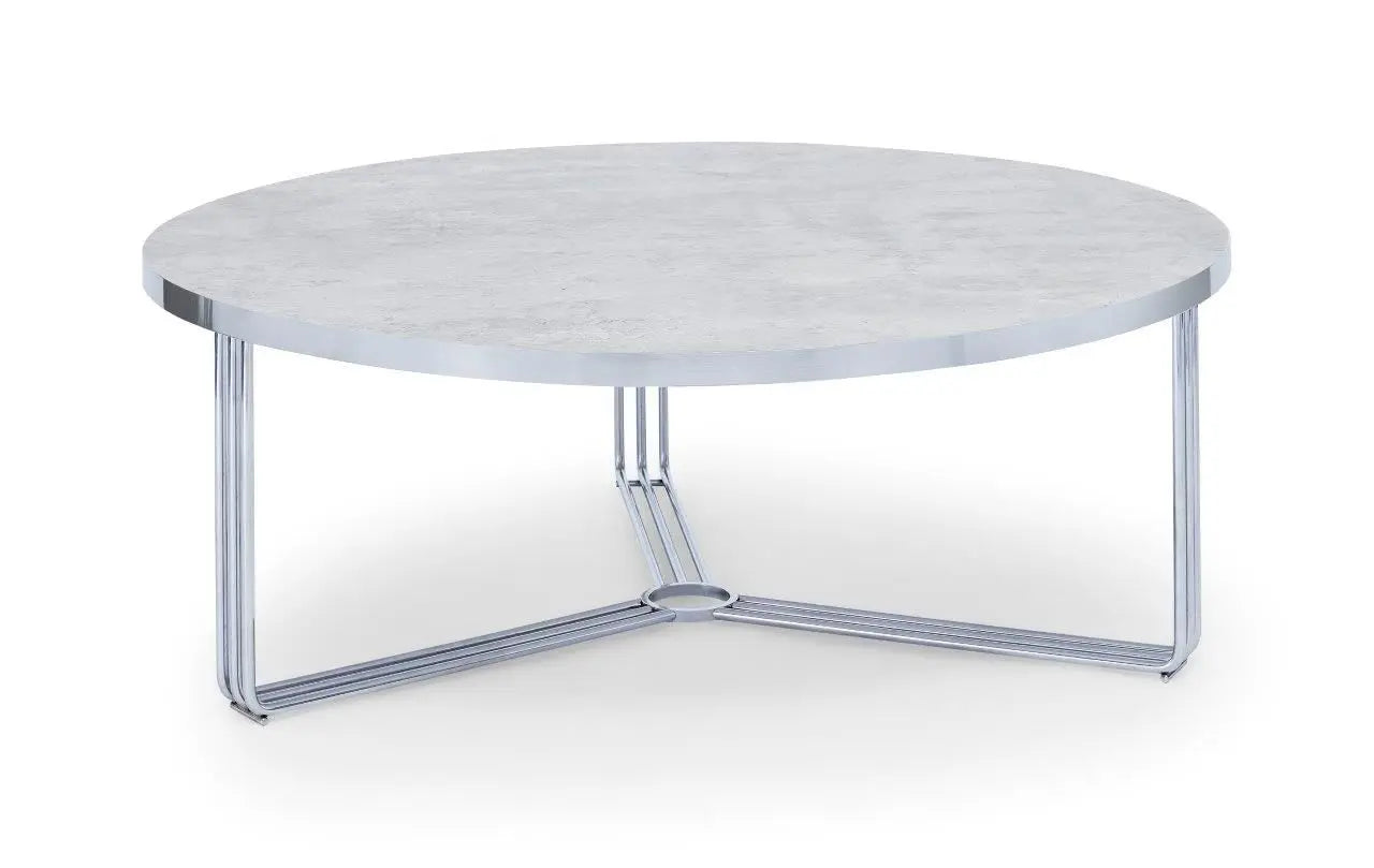 Finn Large Circular Coffee Table with Marble Top & Polished Frame