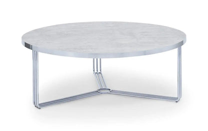 Finn Large Circular Coffee Table with Marble Top & Polished Frame