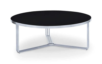 Finn Large Circular Coffee Table with Marble Top & Polished Frame