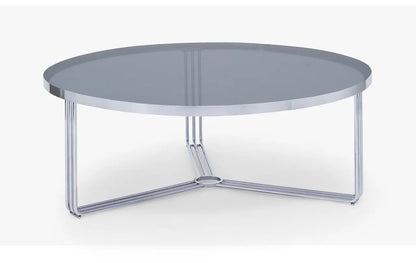 Finn Large Circular Coffee Table with Marble Top & Polished Frame