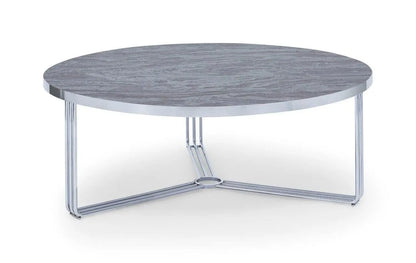 Finn Large Circular Coffee Table with Marble Top & Polished Frame