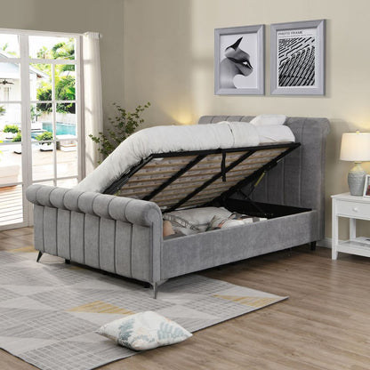 Silver Frost Sleigh Ottoman Kingsize Bed