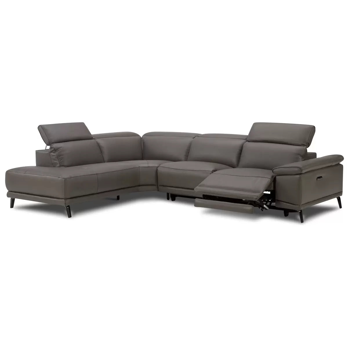 SlateLux Power Reclining Leather Sectional Sofa