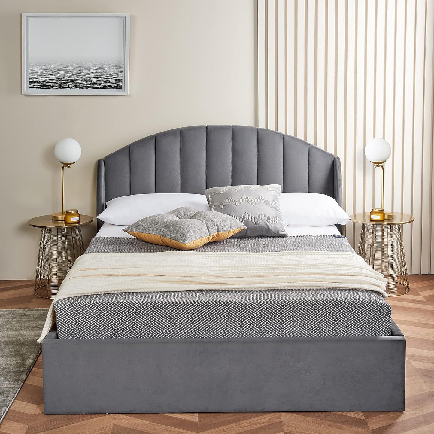 Royal Grey Wingback Kingsize Bed