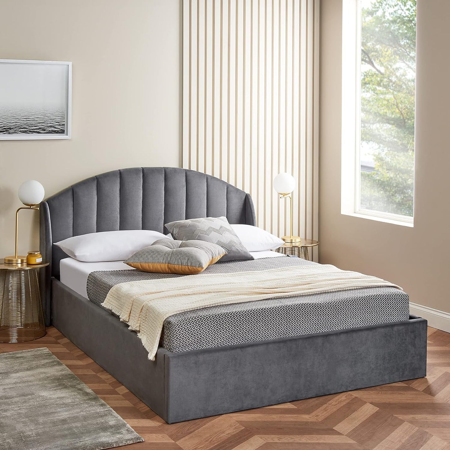 Royal Grey Wingback Kingsize Bed