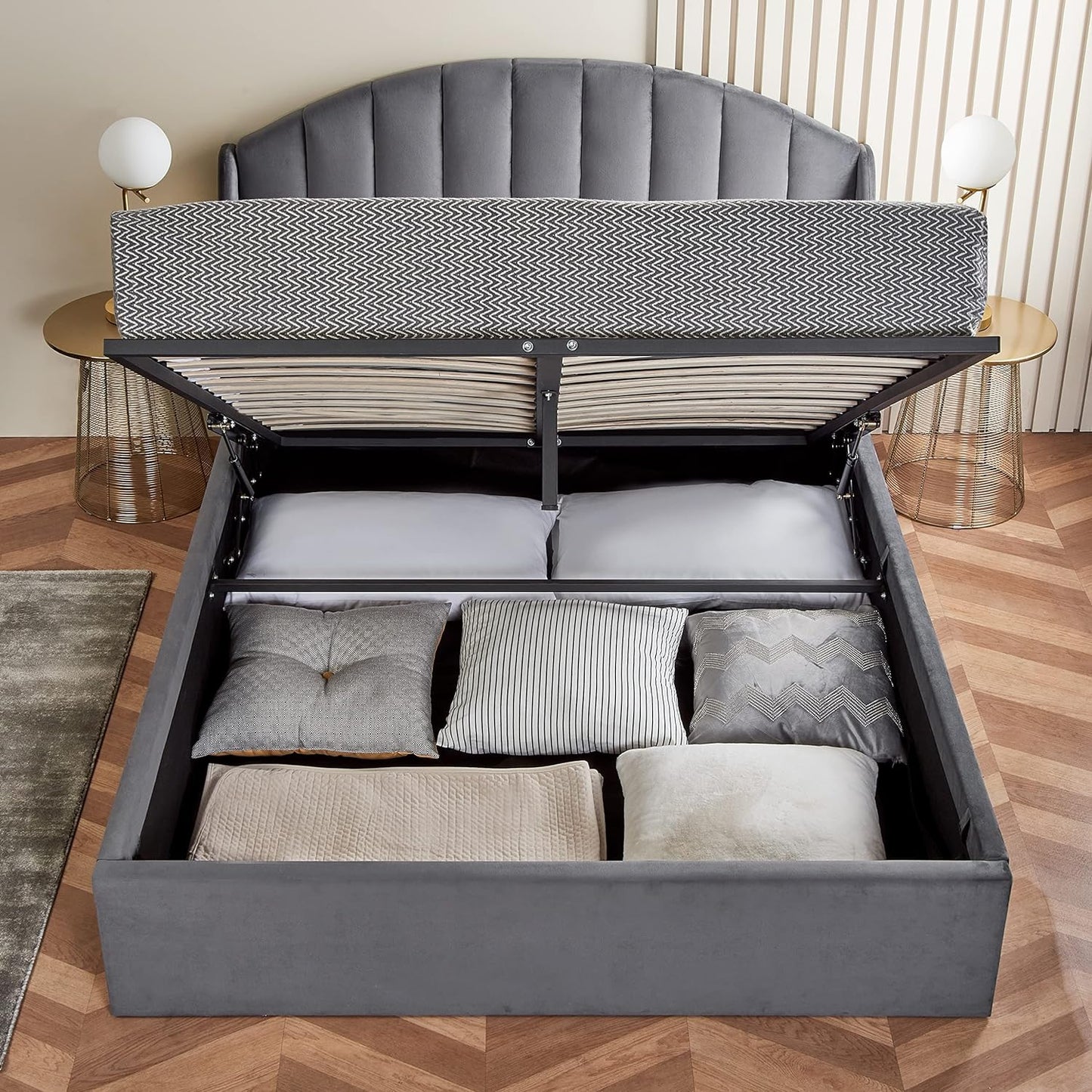 Royal Grey Wingback Kingsize Bed