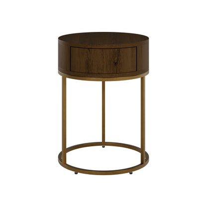 Hampton Bedside | Round Wooden | Brown