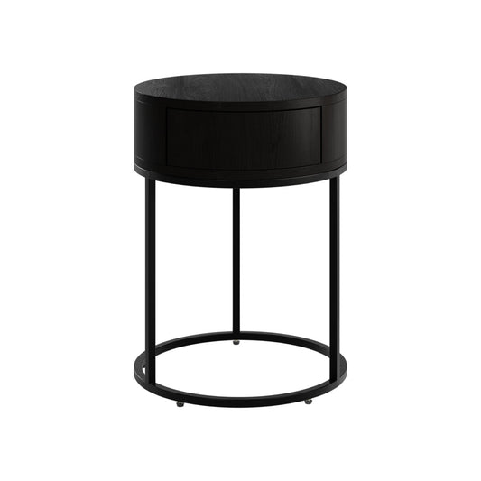 Hampton Bedside | Round Wooden | Black