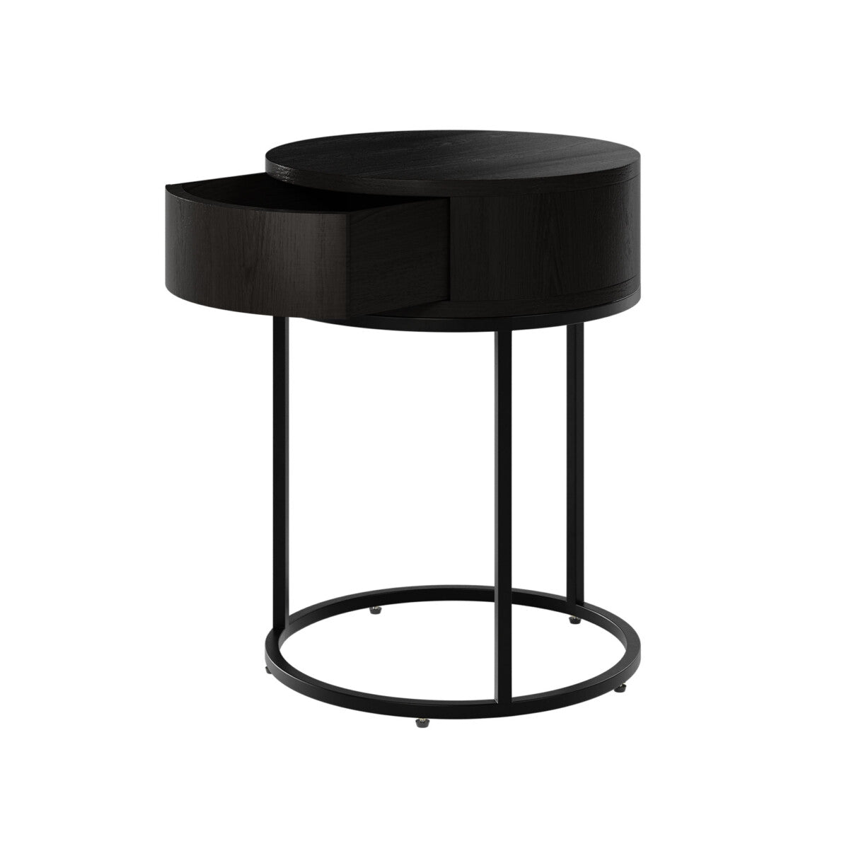 Hampton Bedside | Round Wooden | Black