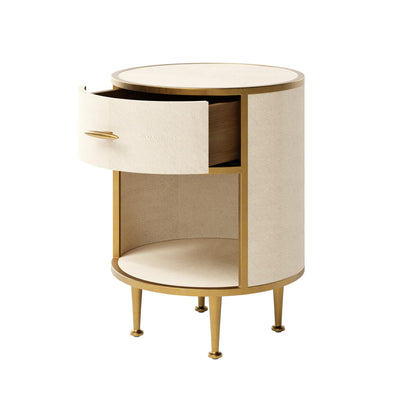 Hampton Bedside | Round | Ivory Shagreen