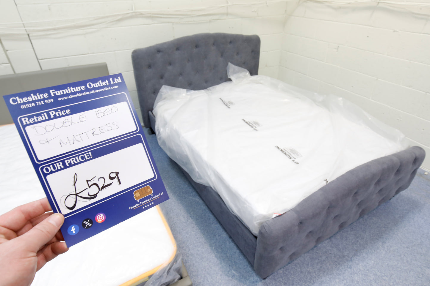 Pebble Double Bed And Mattress