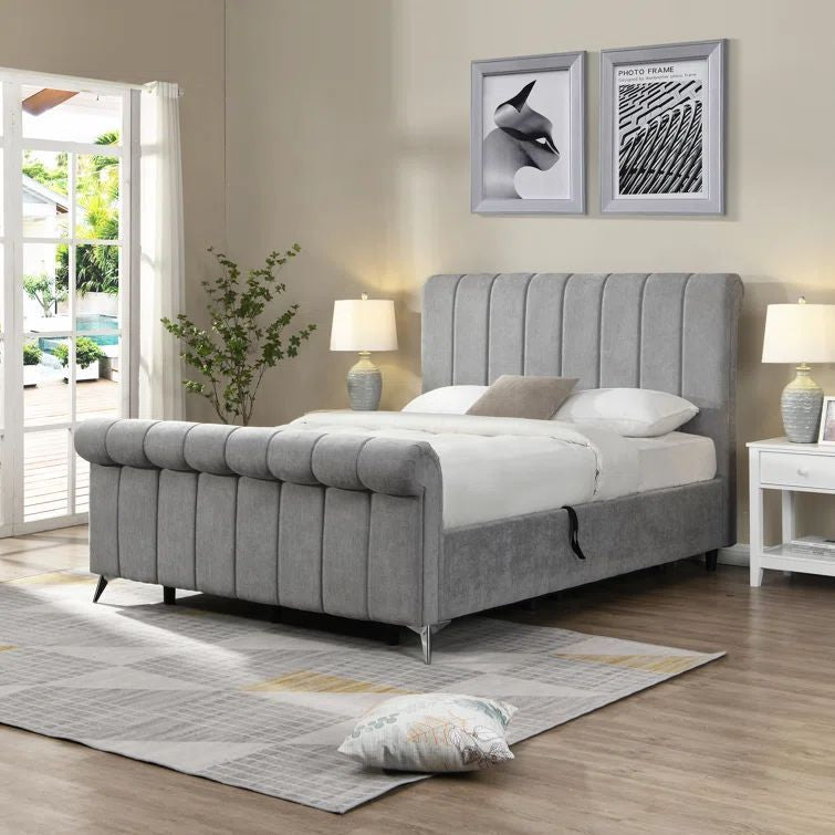 Silver Frost Sleigh Ottoman Kingsize Bed