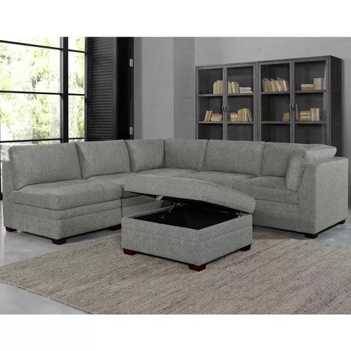 SilverCloud Modular Light Grey Fabric Sectional Sofa Set