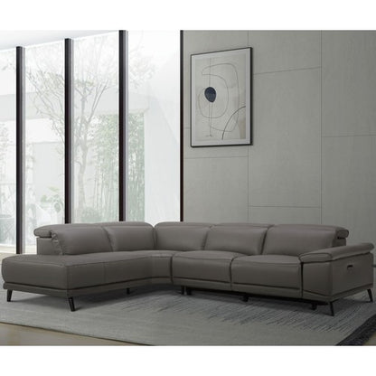 SlateLux Power Reclining Leather Sectional Sofa