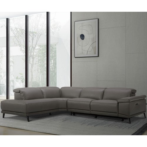 SlateLux Power Reclining Leather Sectional Sofa