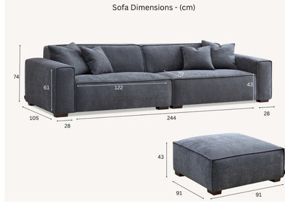 Dakota 4 seater with Chaise - Midnight Boucle