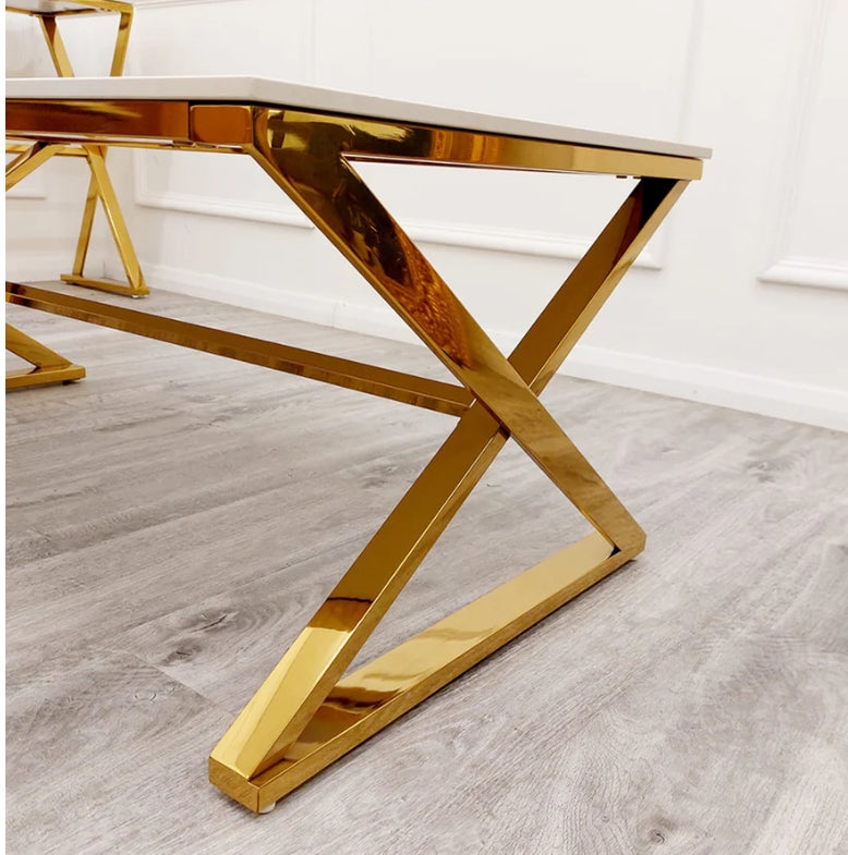 Zion Gold Coffee Table with Polar White Sintered Top