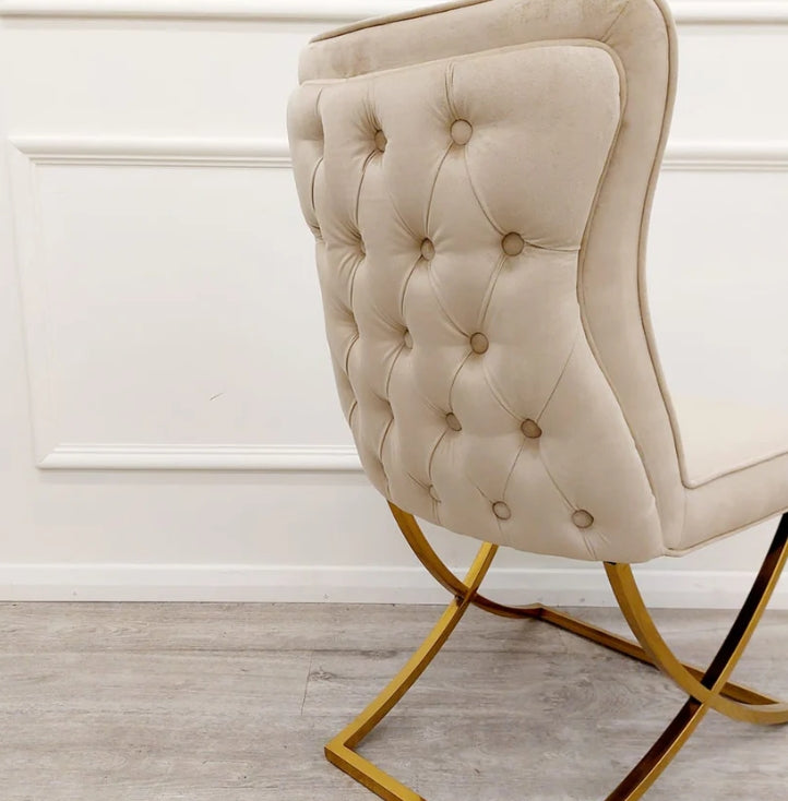 Sandhurst X Leg Dining Chair in Gold