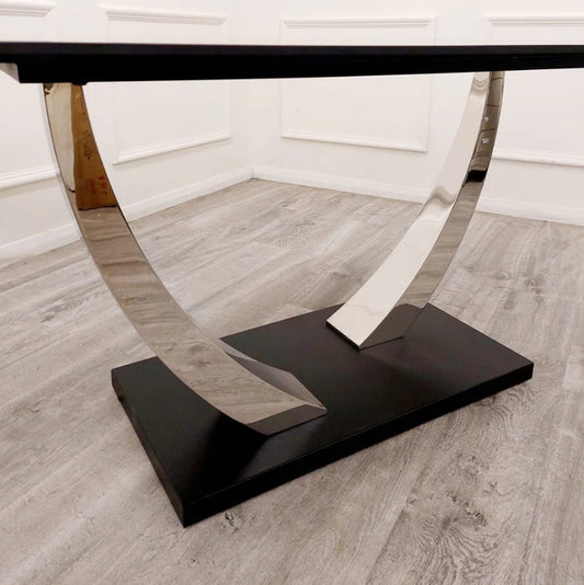 Venus 1.6 Chrome Dining Table with Black Sintered Stone Top