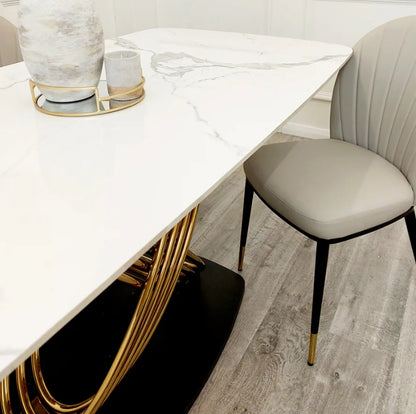 Orion Gold 1.8 Dining Table with Polar White Sintered Stone Top