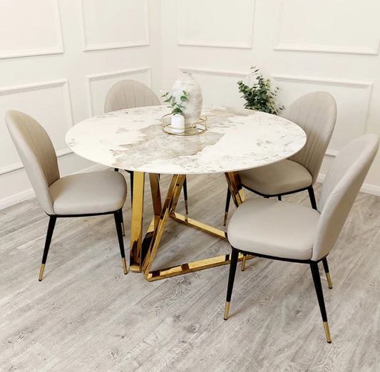 Nero Gold 1.3 Round Dining Table with Sintered Stone Top