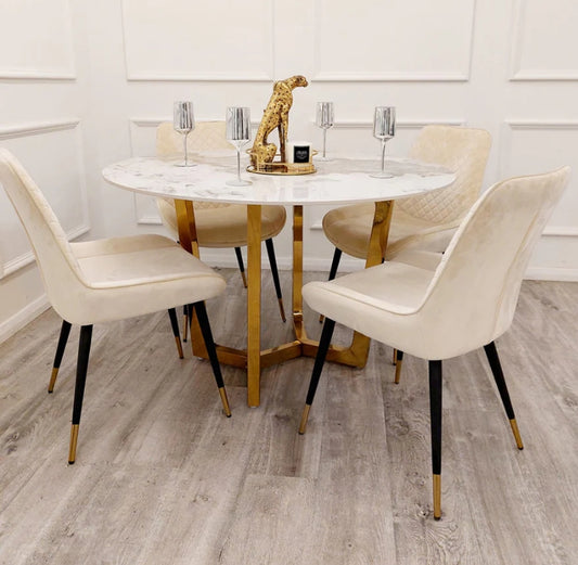 Lucien Gold 1.2 Round Dining Table with Sintered Stone Top