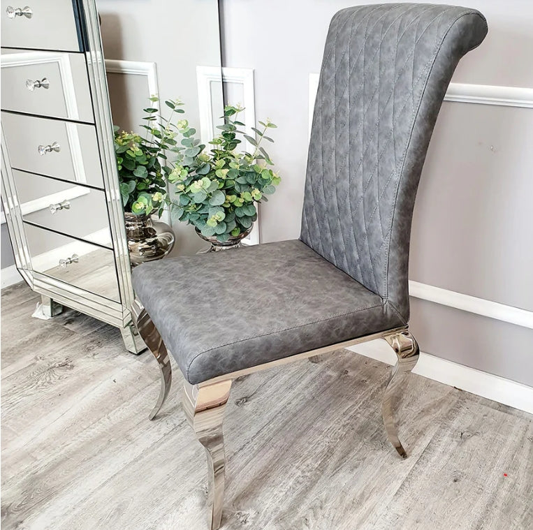 Nicole Dining Chair with Plain Back, Line & Cross Stitch