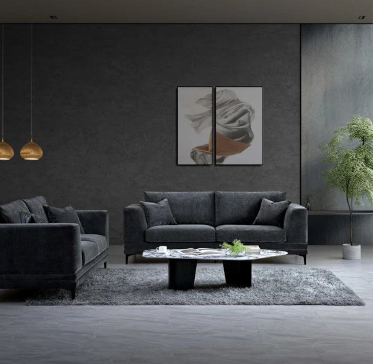 Aluxo Lenox Sofa Range in Steel Velvet