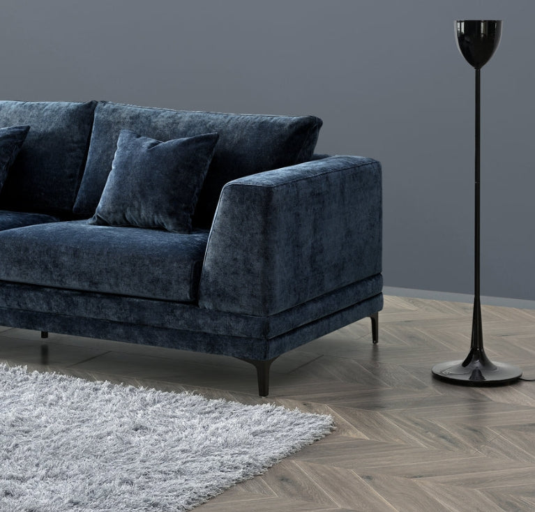 Aluxo Lenox Sofa Range in Aegean Blue Velvet