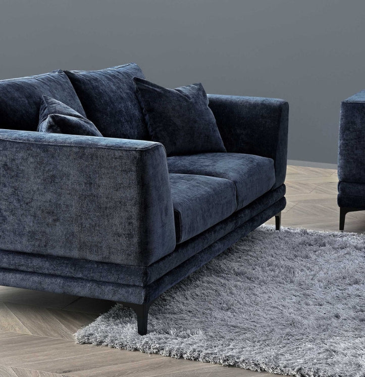 Aluxo Lenox Sofa Range in Aegean Blue Velvet