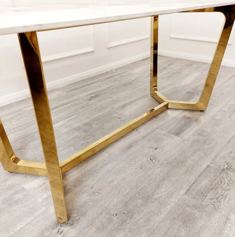 Lucien 1.8 Gold Dining Table with Pandora Gold Sintered Stone Top